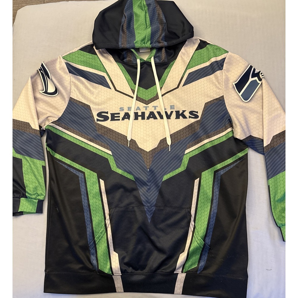 Zootop Bear Seattle Seahawks Football Pullover Size XL Front Pocket